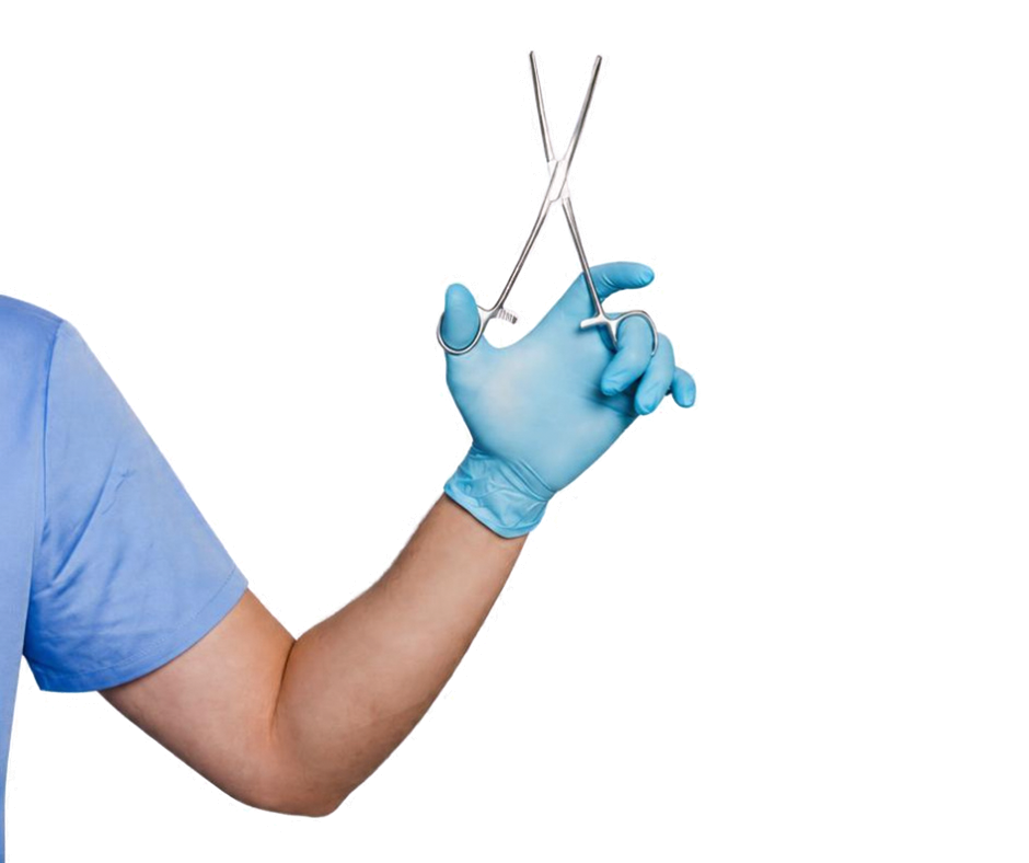 Picture of a doctor's arm holding a surgical instrument