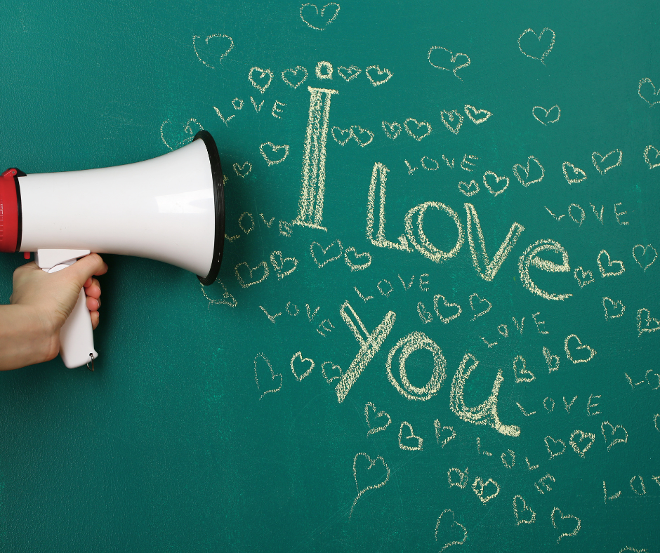 Picture of a bullhorn shouting I love you